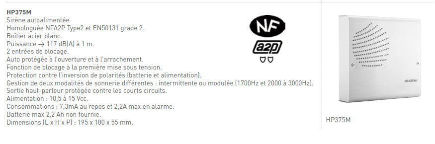 Sirène extérieure filaire Elkron HP202L - TUNISIE