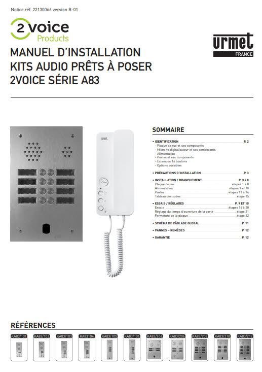 Kit Vidéophone URMET KV83/104 – Interphone Vidéo 4 Appels – Neuf Sous Emballage